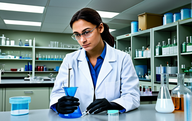 생물학자 이론과 실무의 차이 - The Imperfect Lab**

"A biologist in a fully clothed, professional lab coat, working at a cluttered ...