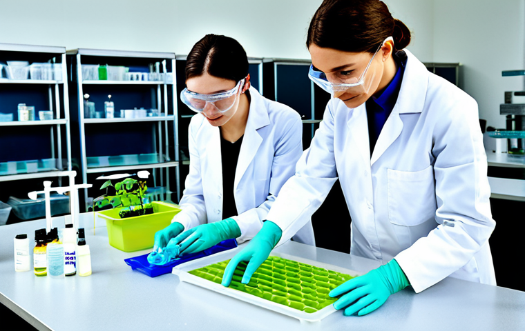 생물학자 기업 연구 개발에서의 역할 - Sustainable Agriculture Field**

"A female agricultural scientist, fully clothed in practical field ...