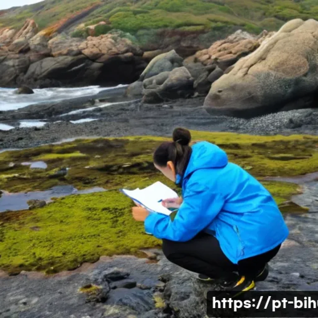 생물학자 자격증 취득 과정 - **Prompt: University Field Trip - Coastal Ecosystem Study**
    "A group of diverse university biolo...