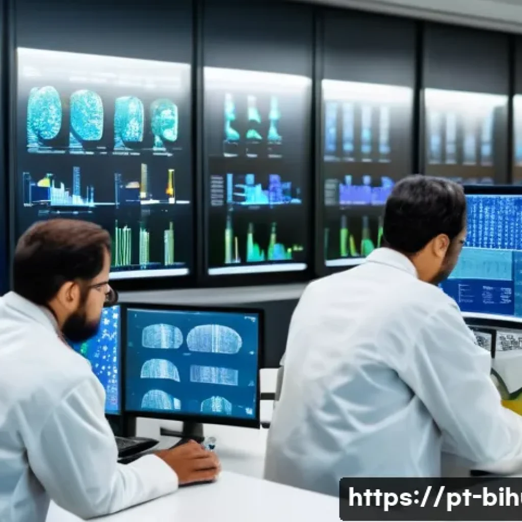 생물학자 연구의 상업화 과정 - A modern biotechnology research laboratory scene in São Paulo, Brazil, featuring diverse scientists ...