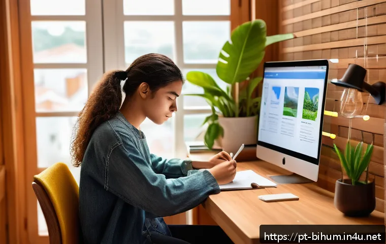 생물학자 이론 학습 전략 - A focused student studying biology at a wooden desk in a cozy, modern Brazilian home office, surroun...