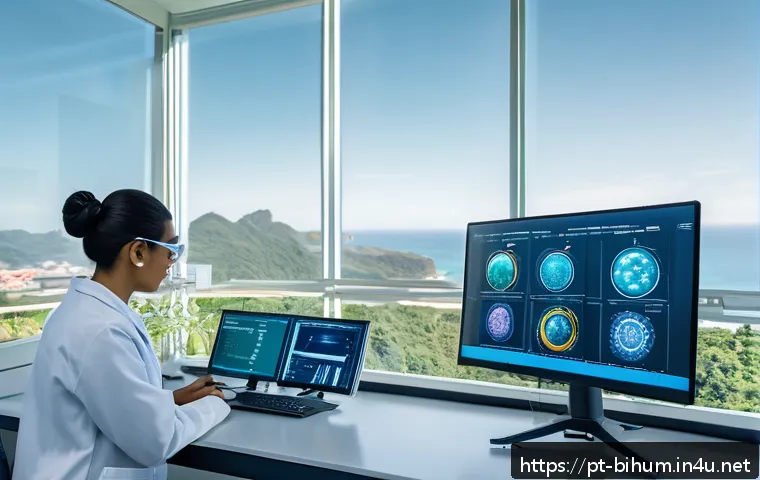 생물학자 생명과학 기업과 연구소 - A modern biotechnology laboratory scene showcasing advanced automation and artificial intelligence i...